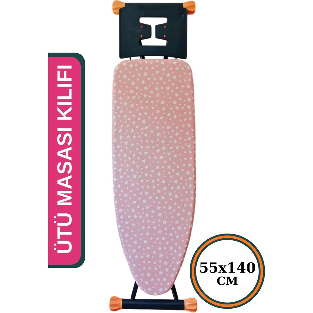 Asev Home Ütü Masası Kılıfı Keçeli Büyük Boy Ipli Stoperli 55X140CM Pink Star Ütü Masaları ve Aksesuarları Fiyatı