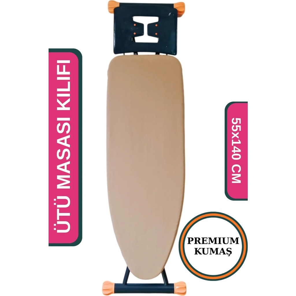 Asev Home Ütü Masası Kılıfı Özel Kumaş Büyük Boy İpli Stoperli Keçeli Örtüsü Bezi 55X140CM Premium Brown Ütü Masaları ve Aksesuarları Fiyatı