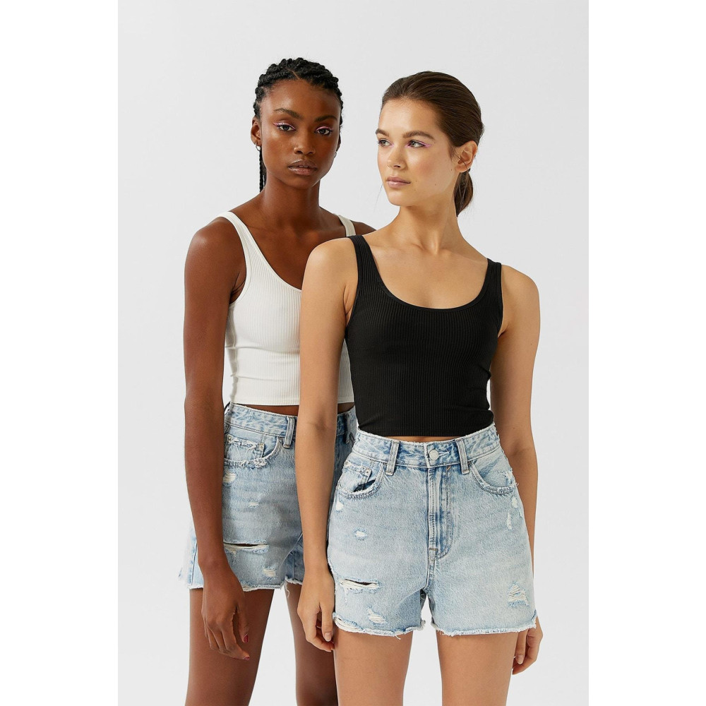 Asfa Moda Kadın Siyah Ve Beyaz 2’li Crop Top Paketi S/M Beden Bluz Fiyatı