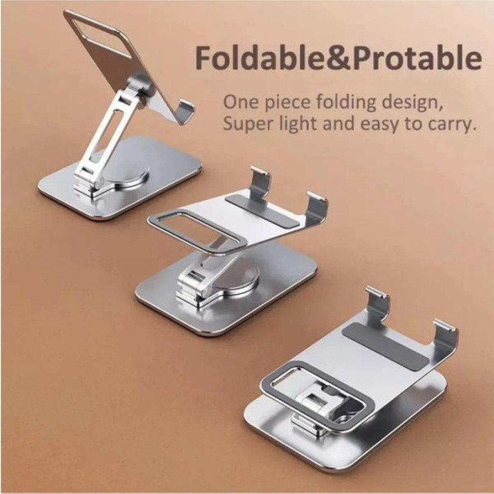Asfal Katlanabilir Yükseklik Ayarlı Metal Masaüstü 360° Dönen Telefon ve Tablet Standı, Tablet Tutucu Telefon Tutucu Ipad Standı - Gümüş - Gri Tablet Aksesuarı Fiyatı