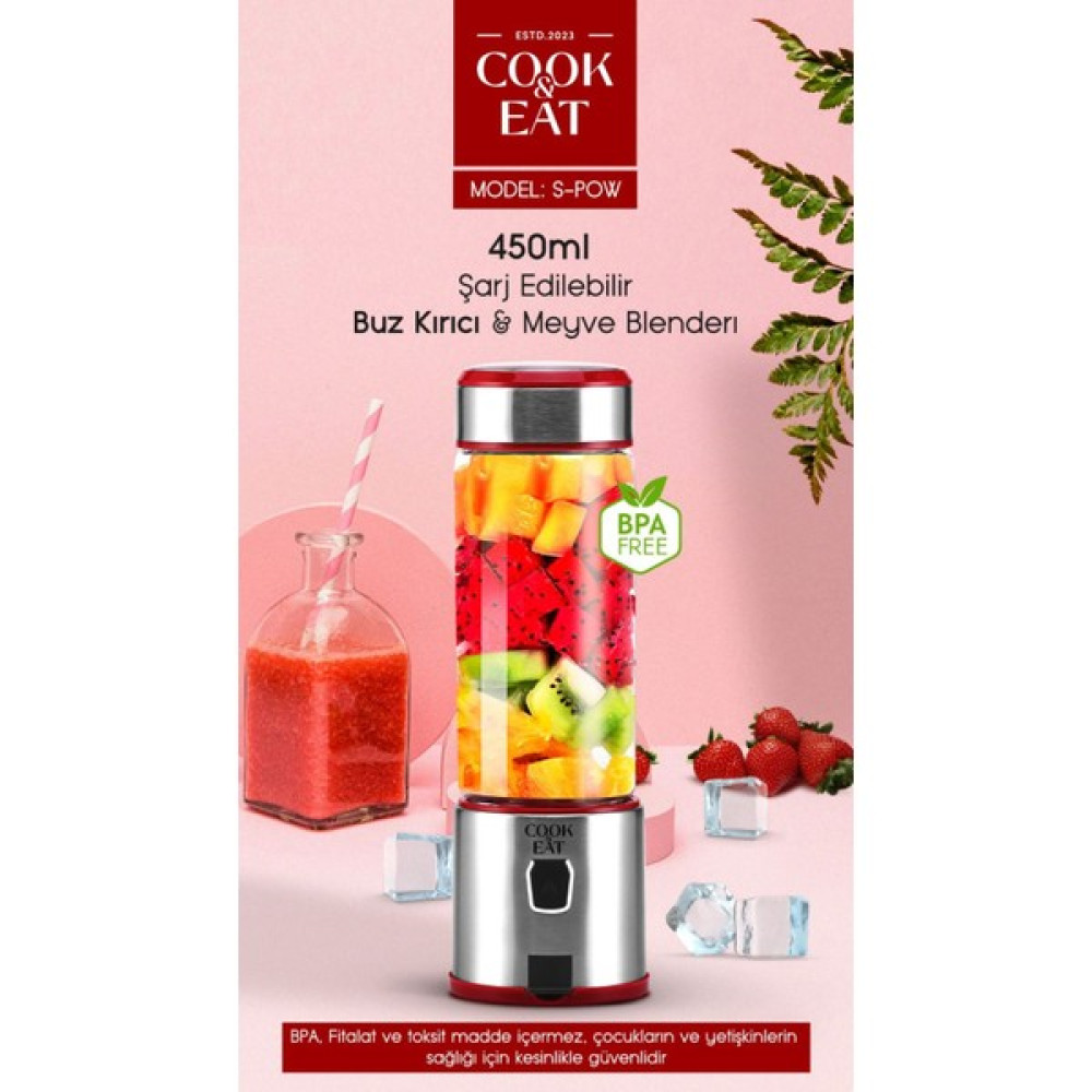 Asfal Metal Bıçaklı 450 ml Taşınabilir Kişisel El Blenderi Şarjlı Buz Kırabilen Meyve Karıştırıcı Mix Shakermeyve Sıkacağı Mama Karıştırıcı Smoothi... Blenderler Fiyatı