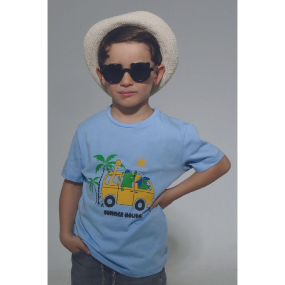 ASG Tekstil Açık Mavi Summer Holiday Kısa Kol Çocuk T-Shirt Erkek Çocuk Gömlek Fiyatı