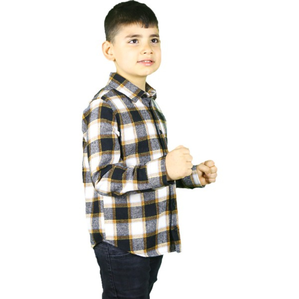 ASG Tekstil Beyaz Renk Sarı Siyah Çizgili Çocuk Gömlek Erkek Çocuk Gömlek Fiyatı