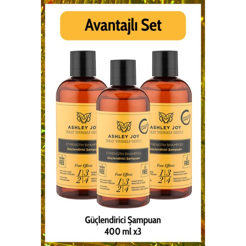 Ashley Joy Dökülme Karşıtı Keratin İçeren Güçlendirici Şampuan 400 Ml X3 Avantajlı Set Şampuan ve Saç Kremi Fiyatı