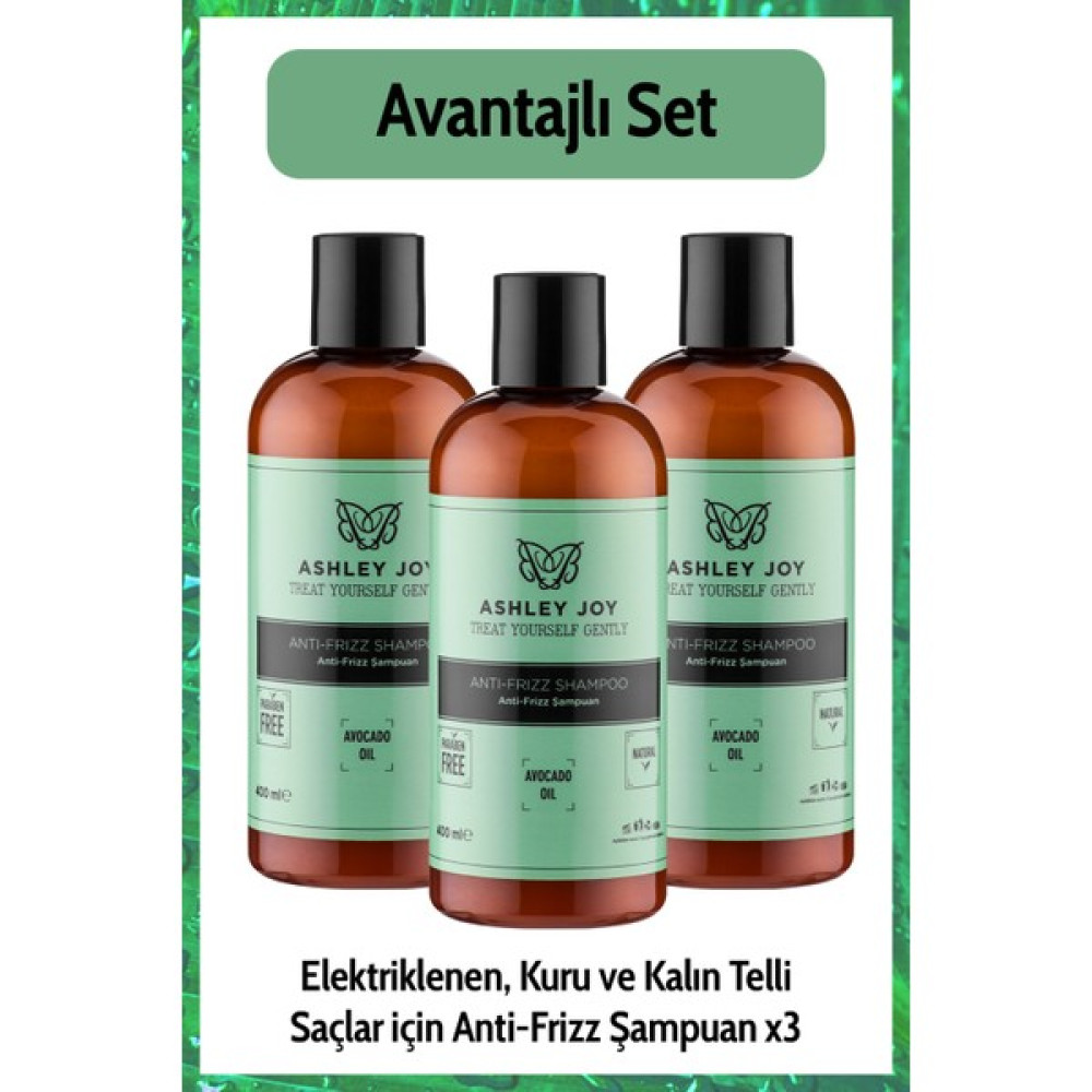 Ashley Joy Elektriklenen Kuru ve Kalın Telli Saçlar Için Antifrizz Şampuan 400 ml x 3 Set Şampuan ve Saç Kremi Fiyatı