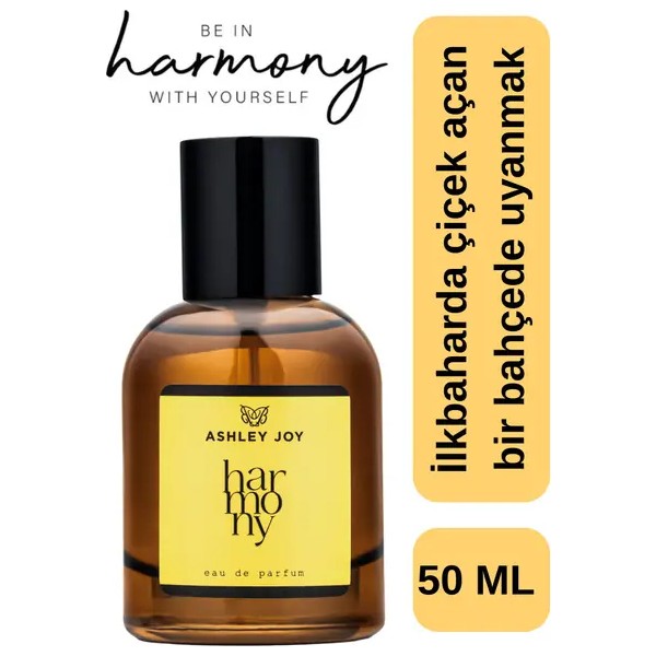 Ashley Joy Harmony Kadın Parfüm EDP 50 ML | Çiçeksi & Meyvemsi | Çilek, Yasemin, Amber, Şakayık| Amber Renkli Cam Şişe Parfümler Fiyatı