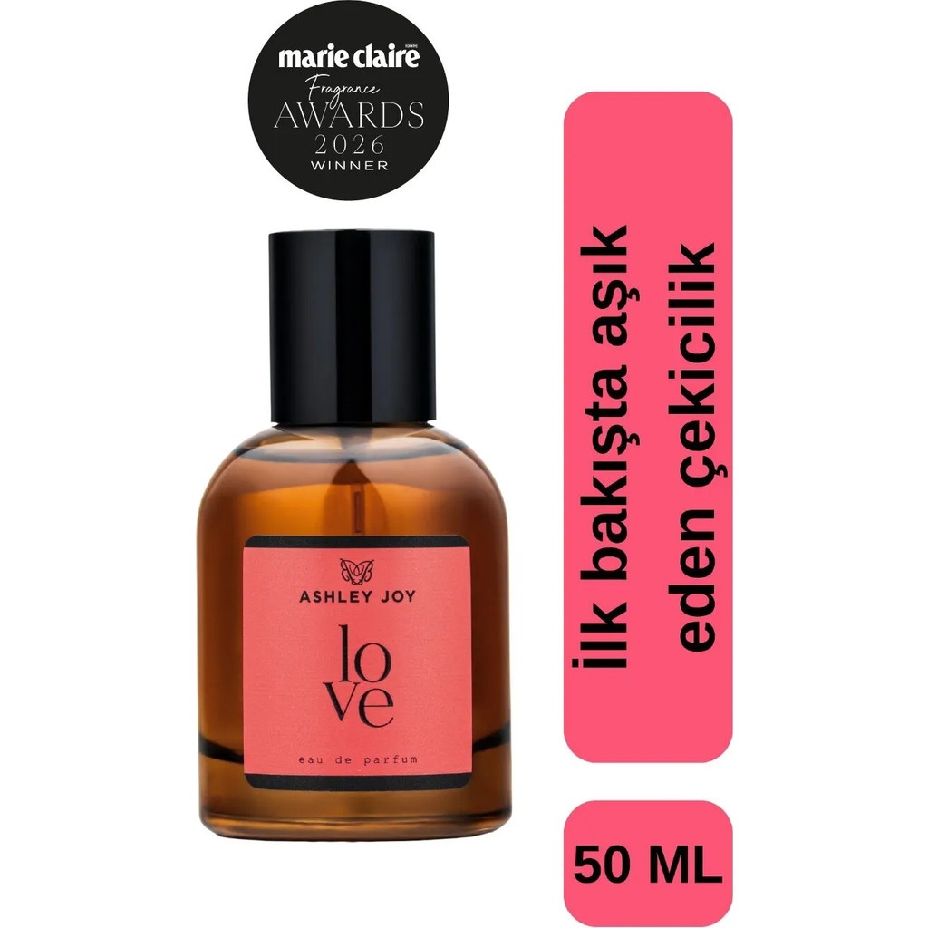 Ashley Joy Love Kadın Parfüm EDP 50 ML | Oryantal & Çiçeksi | Zencefil, Kan Portakalı, Sandal Ağacı, Paçuli | Amber Renkli Cam Şişe Parfümler Fiyatı