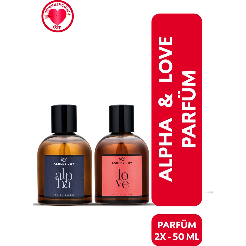 Ashley Joy Love Kadın Parfüm Edp & Alpha Erkek Parfüm Edp | Oryantal & Çiçeksi & Odunsu & Aromatik | 2'li Set - 50 ml Parfümler Fiyatı
