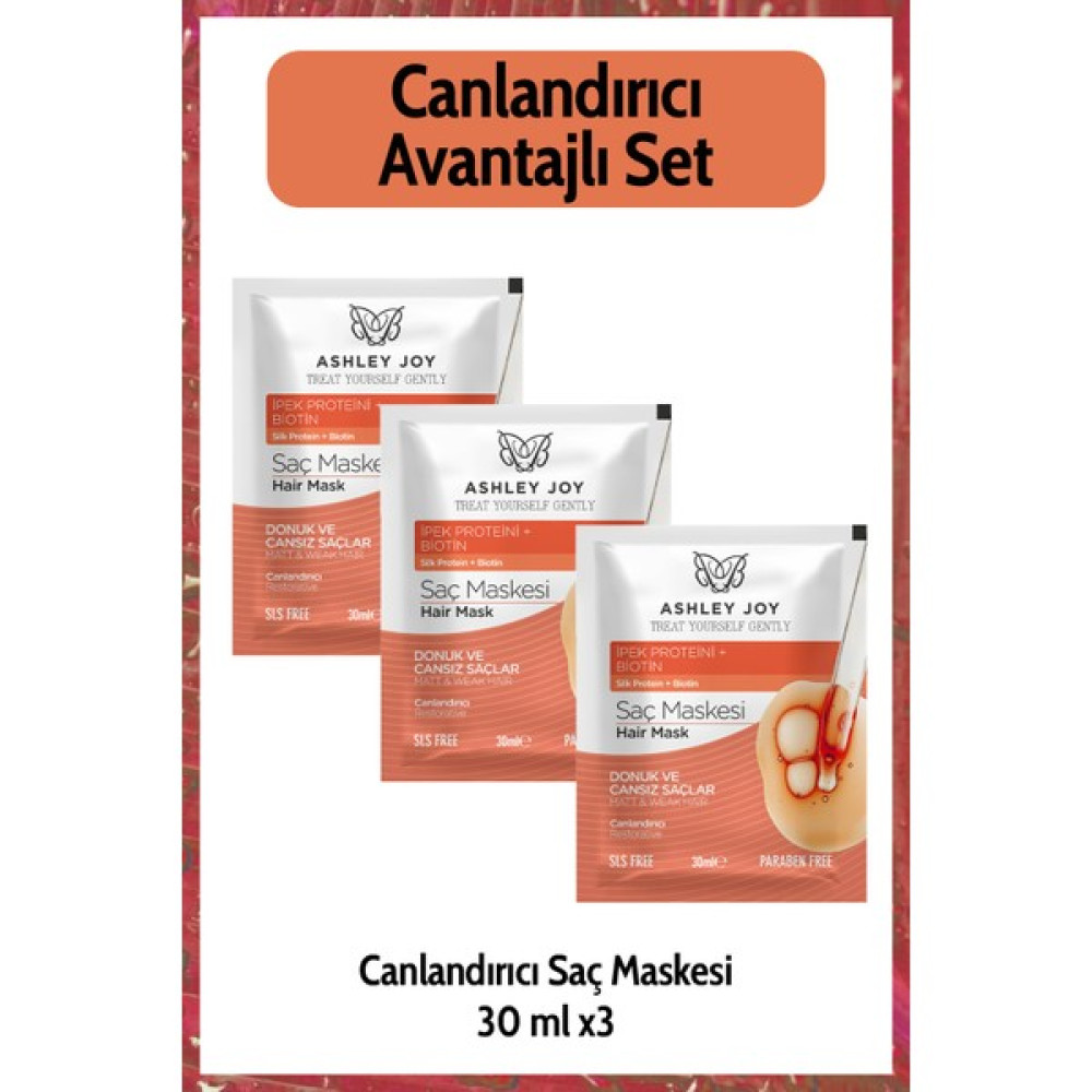 Ashley Joy Saç Maskesi Canlandırıcı 30 ml Set Saç Bakım Maskeleri & Serumlar & Spreyler Fiyatı