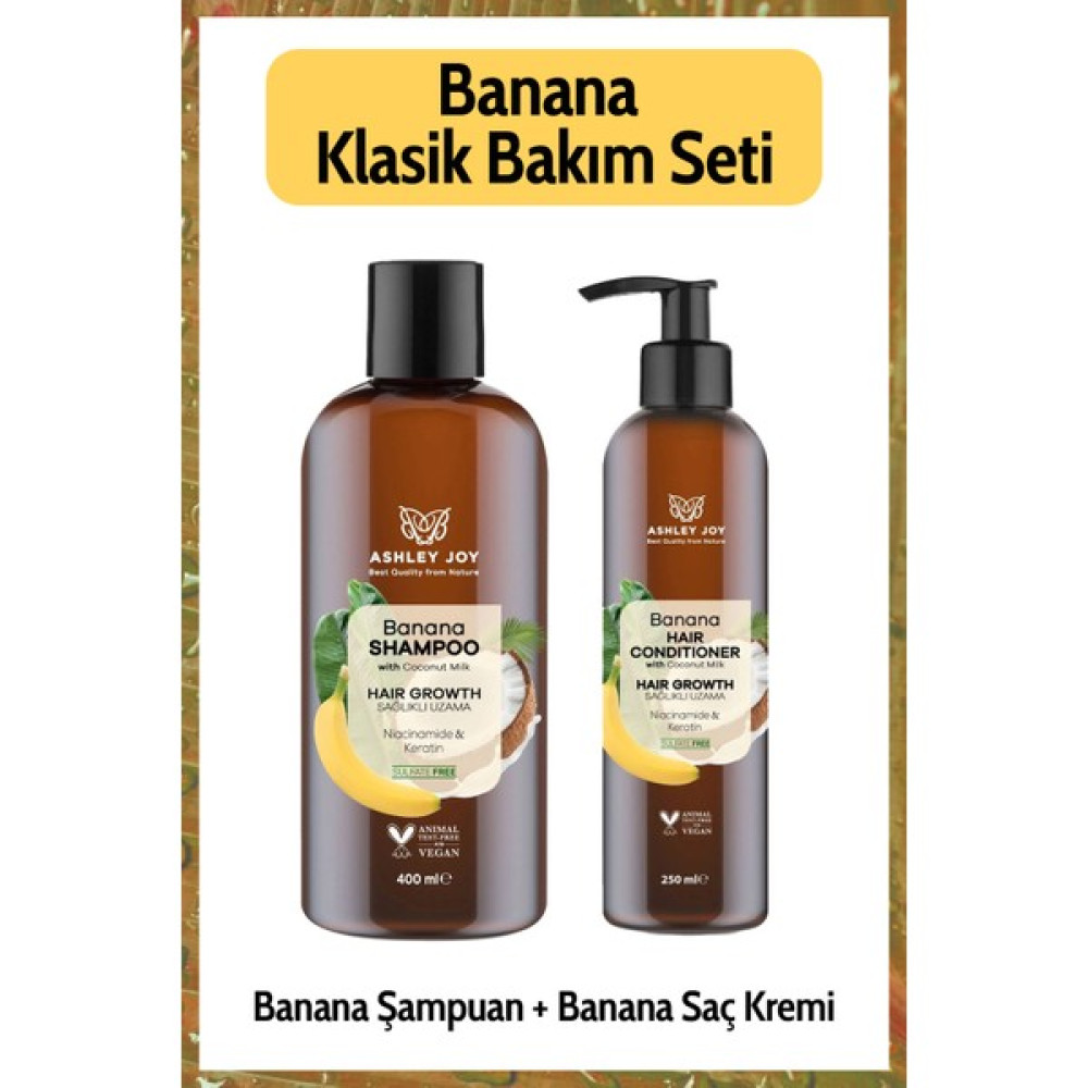 Ashley Joy Yavaş Uzayan Saçlara Niacinamide ve Vegan Keratin Içeren Banana Klasik Bakım Seti Saç Bakım Maskeleri & Serumlar & Spreyler Fiyatı