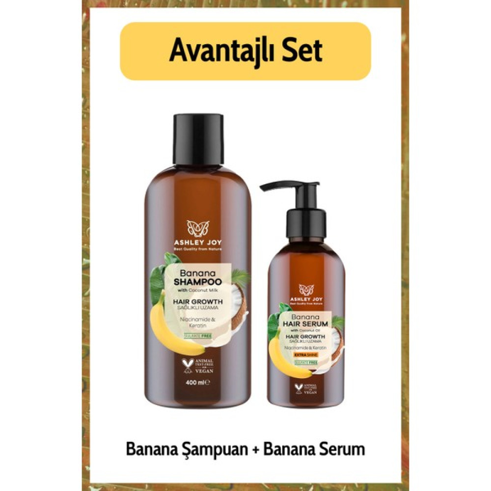 Ashley Joy Yavaş Uzayan Saçlara Niacinamide ve Vegan Keratin Içeren Banana Yoğun Bakım Seti Saç Bakım Maskeleri & Serumlar & Spreyler Fiyatı