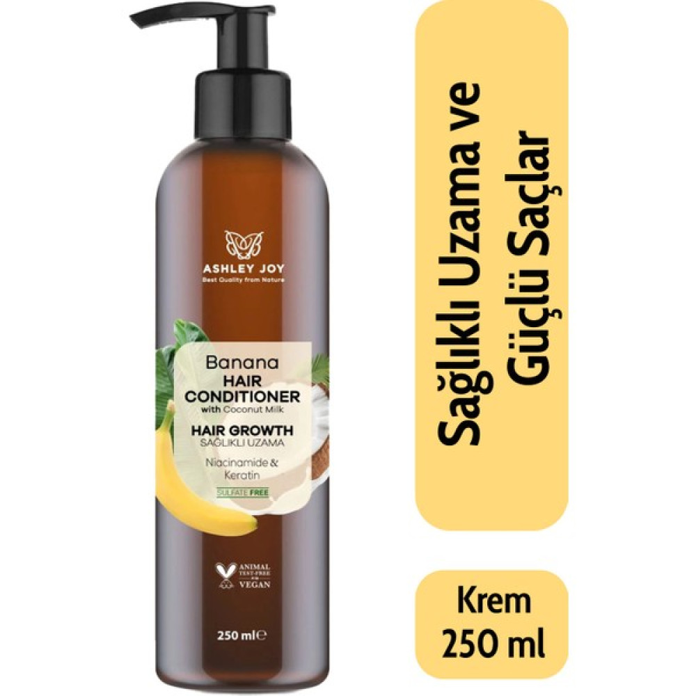 Ashley Joy Yavaş Uzayan Saçlara Özel Niacinamide Ve Vegan Keratin Içeren Banana Saç Kremi 250 ml Şampuan ve Saç Kremi Fiyatı