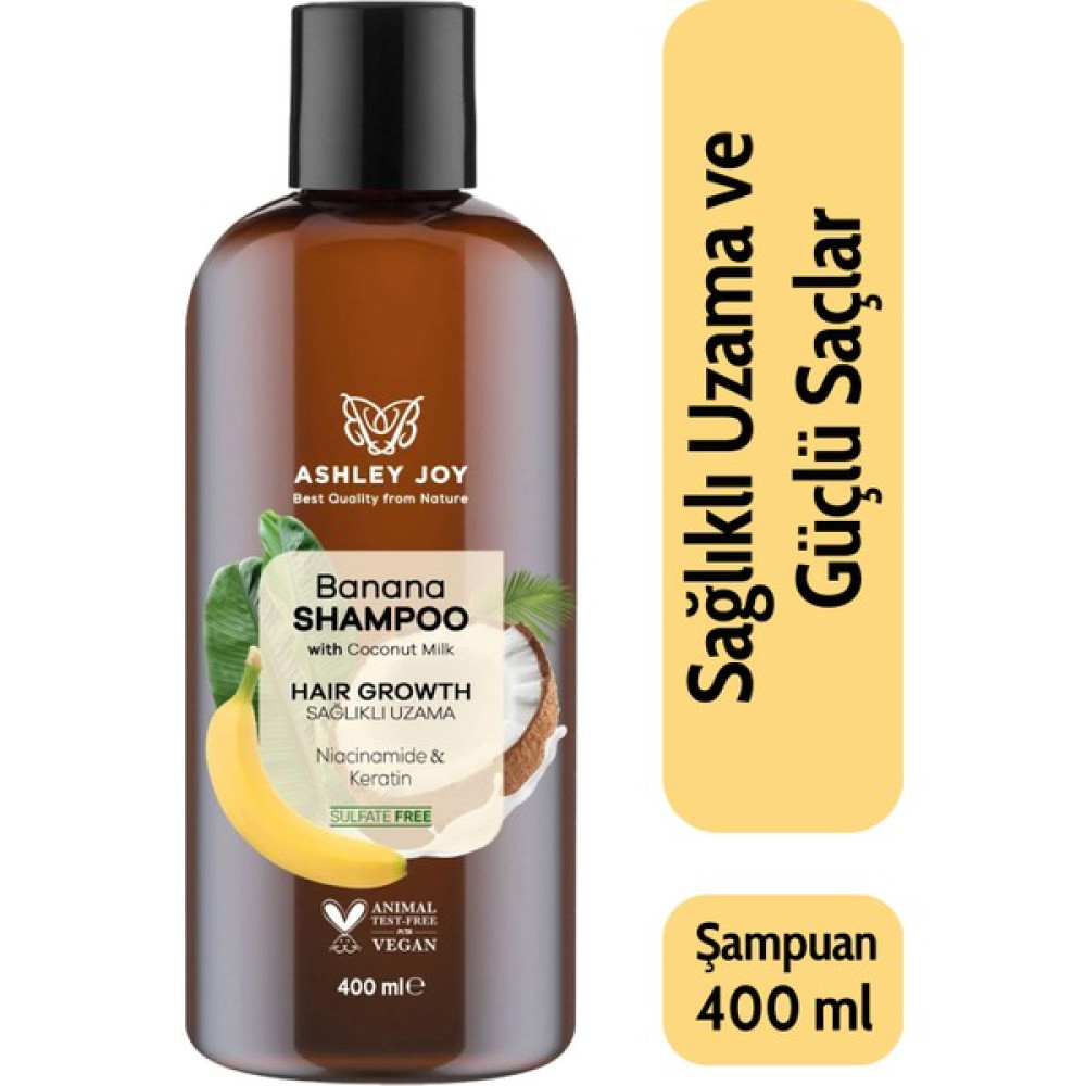 Ashley Joy Yavaş Uzayan Saçlara Özel Niacinamide Ve Vegan Keratin Içeren Banana Şampuan 400 ml Şampuan ve Saç Kremi Fiyatı