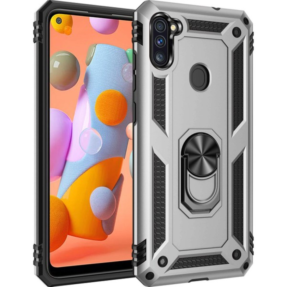 Asil Bilişim Samsung Galaxy M11 Kılıf Military Ring Tank Silikon Kapak - Gümüş Cep Telefonu Kılıfı Fiyatı