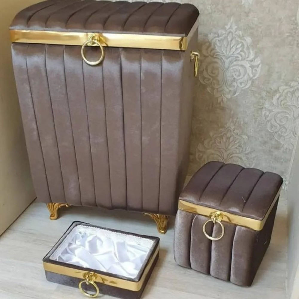 Asil Home Elegance 3'lü Kare Çanta Pudra Kapitone Çeyiz Nişan Söz Düğün Gelin Bohça Sandığı - Kahverengi Yatak Odası Tekstili & Çeyiz Seti Fiyatı