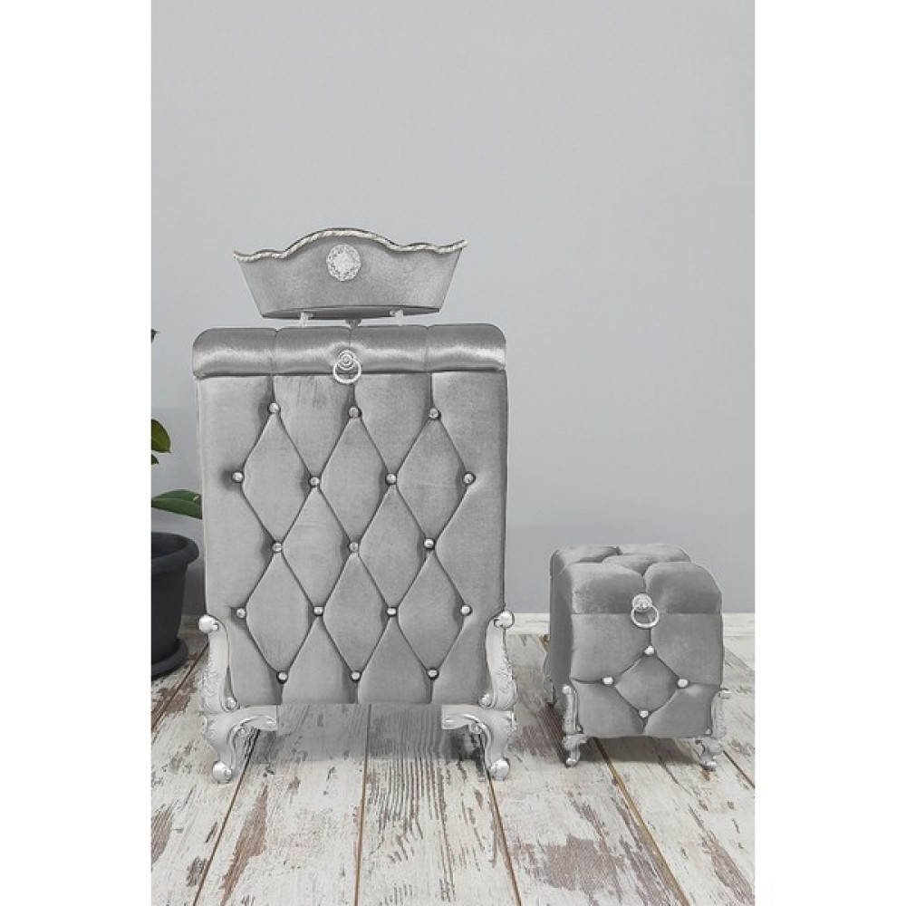 Asil Home Elegance Kapitone Mdf Gri Renk 3'lü Çamaşır Sepeti Kirli Sepeti Banyo Seti Sepet Fiyatı