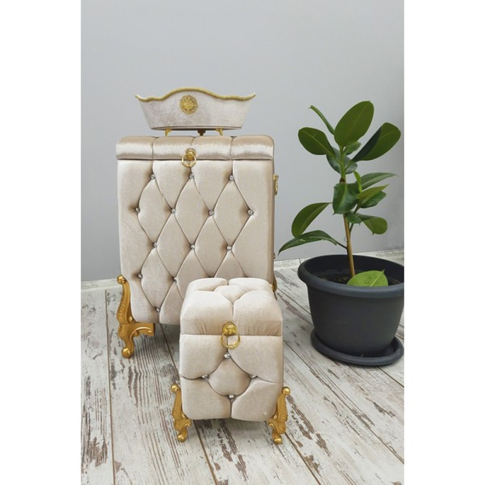 Asil Home Elegance Kapitone Mdf Vizon Renk 3'lü Çamaşır Sepeti Kirli Sepeti Banyo Seti Sepet Fiyatı