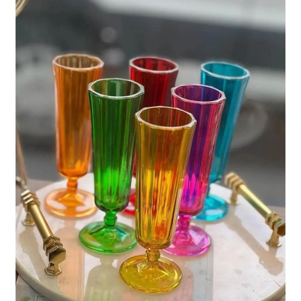 Asil Home Elegance Renkli Kahve Yanı Bardağı Flüt Kadeh 6 Lı Fincan / Bardak / Kahve Takımı Fiyatı