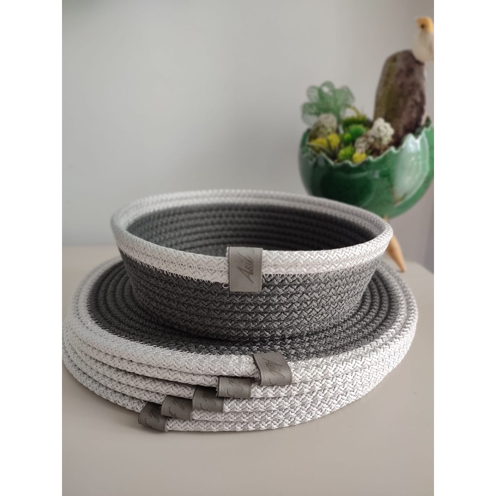 Asil Home Gri Şeritli Supla ve Sepet - 32 x 32 cm - Antrasit - Gri Diğer Fiyatı