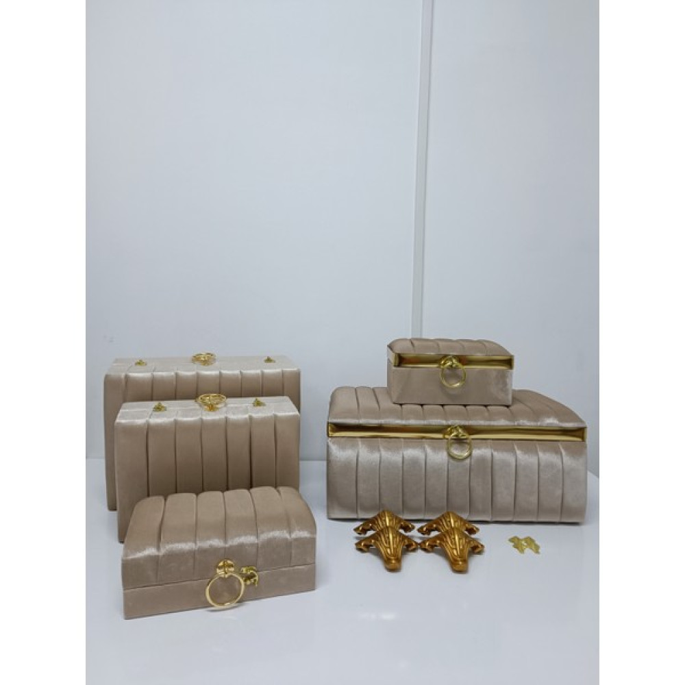 Asil Home Söz Nişan Bohça Gelin Düğün Damat Çeyiz Sandığı 5'li Set - Cappuccino Yatak Odası Tekstili & Çeyiz Seti Fiyatı