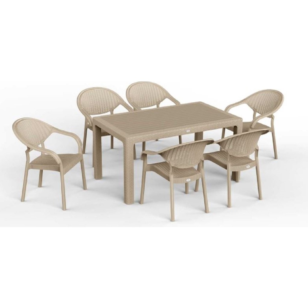 Asil Konsept 90 x 150 Bambu Plastik Rattan Camsız Bahçe Balkon Teras Masa Takımı 6 Kolçaklı Sandalyeli - Krem SSD / Solid State Drive Fiyatı