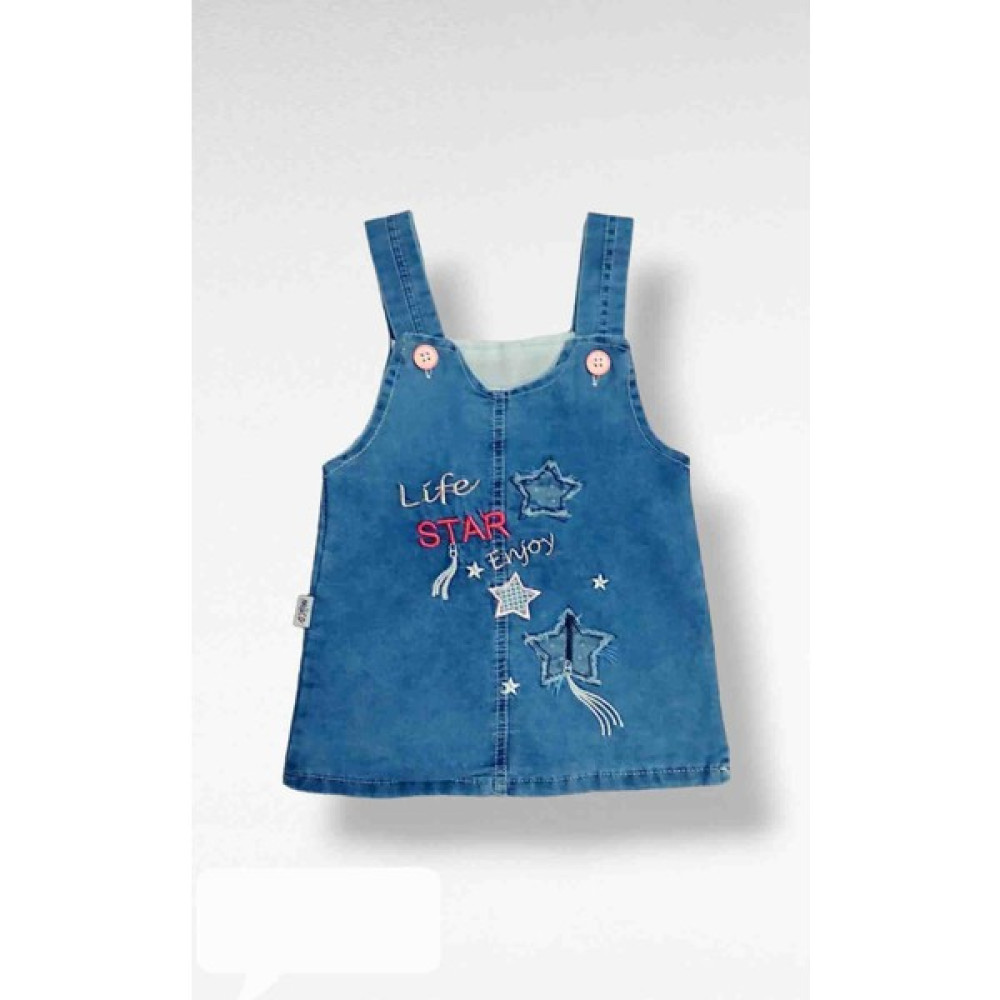 Asil Öztürk Baby & Kids Kız Bebek Çocuk Life Star Kot Jile Yıldız Desen Jean Salopet Denim Elbise Kız Çocuk Elbise Fiyatı