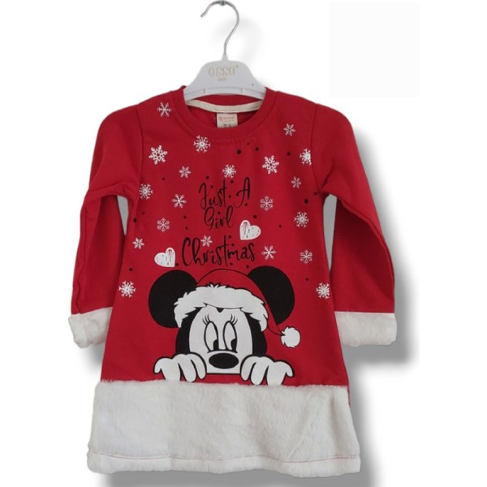 Asil Öztürk Baby & Kids Osso Yılbaşı Noel Kışlık Elbise Mickey Minnie Mouse Kostüm Kırmızı Kız Çocuk Elbise Fiyatı
