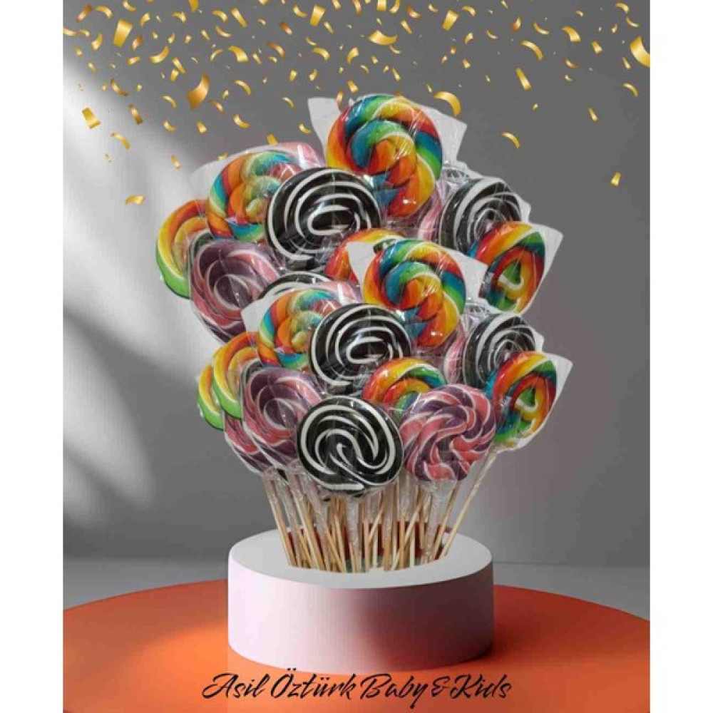 Asil Öztürk Baby & Kids Sosyete Lolipop Şeker (20 ADET*30G) Karışık Renkli Süsleme Parti Doğum Günü Konsept Organizasyon - 20 Adet Diğer Fiyatı