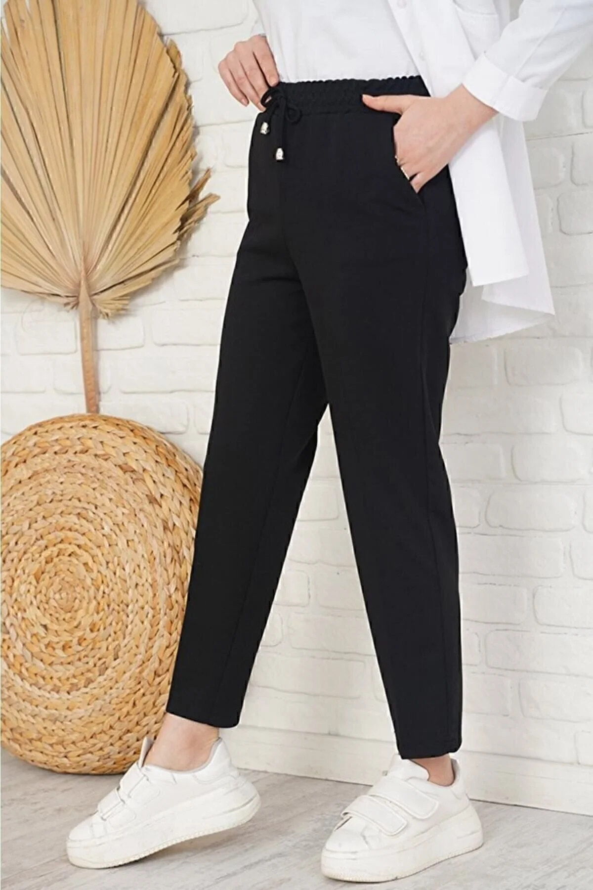 asilmoda Ip Detaylı Beli Lastikli Dar Paça Siyah Pantolon 40 Beden" Kadın Pantolon Fiyatı