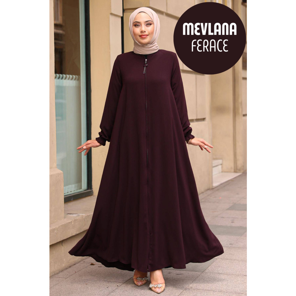 ASİLNUR Mevlana Ferace Mürdüm 56 Beden Tesettür Giyim Fiyatı