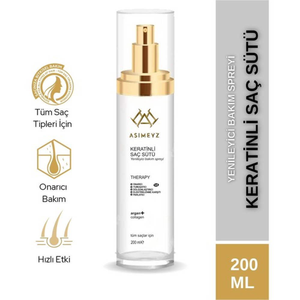 ASİMEYZ Hızlı Onarıcı Keratinli Saç Bakım Sütü / Fön Spreyi Kolajen Ve Argan Desteği 200 Ml Saç Bakım Maskeleri & Serumlar & Spreyler Fiyatı