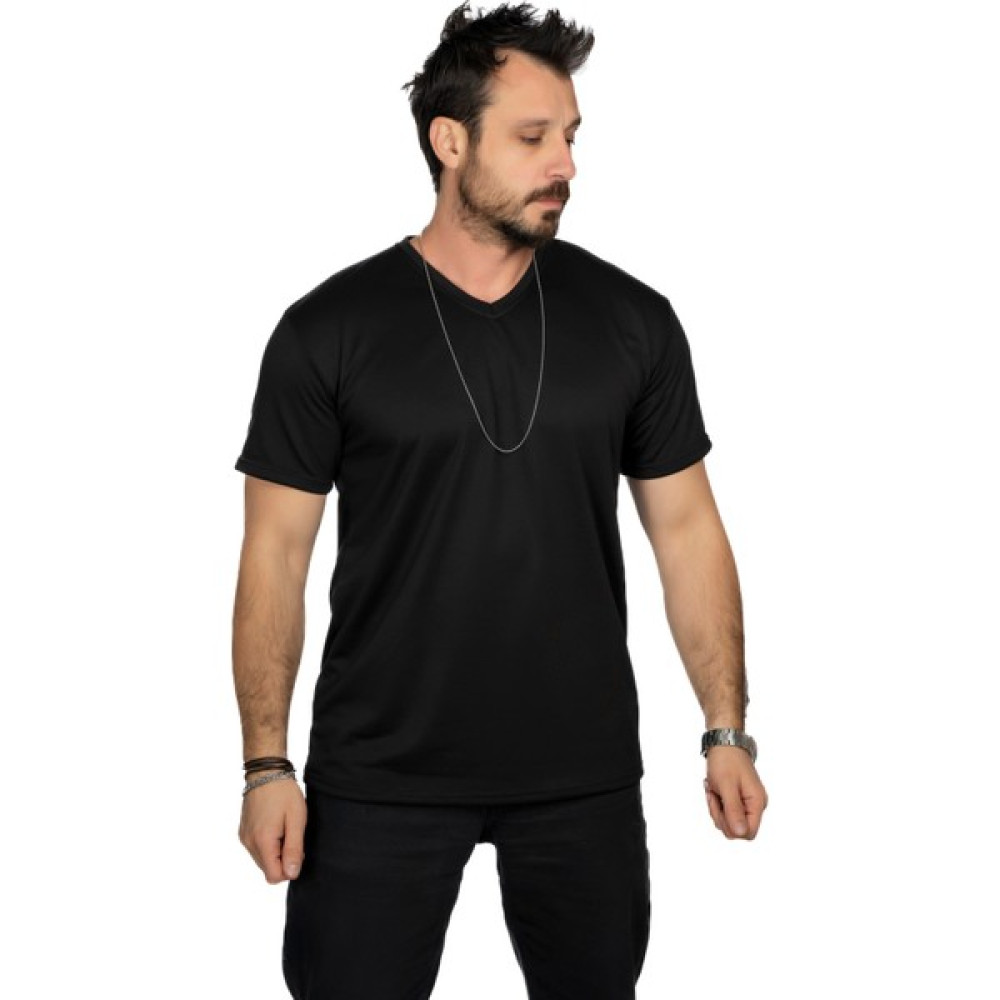 Aşırı Terleme Önleyici Siyah V Yaka Erkek T-Shirt, Ter Sızdırmaz, Çift Katmanlı Erkek T-shirt Fiyatı