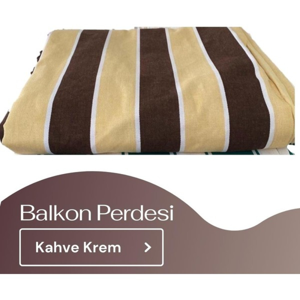 Aşiyan aşiyan Çizgili Balkon Perdesi Kalın Kumaş - 100 x 200 cm - Kahverengi - Krem Perde Fiyatı