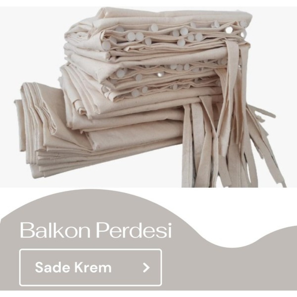 Aşiyan aşiyan Çizgili Balkon Perdesi Kalın Kumaş - 100 x 200 cm - Krem Perde Fiyatı