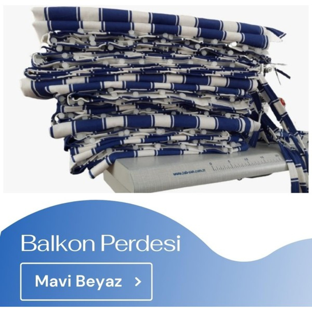 Aşiyan aşiyan Çizgili Balkon Perdesi Kalın Kumaş - 100 x 200 cm - Mavi - Beyaz Perde Fiyatı