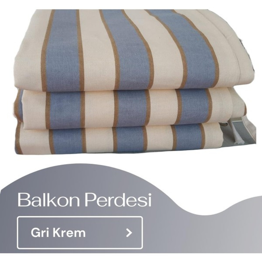 Aşiyan Çizgili Balkon Perdesi Kalın Kumaş - 100 x 200 cm - Gri Perde Fiyatı