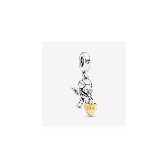 Aşk Tanrısı ve Kalp Pandora Bileklik İçin Gümüş Charm