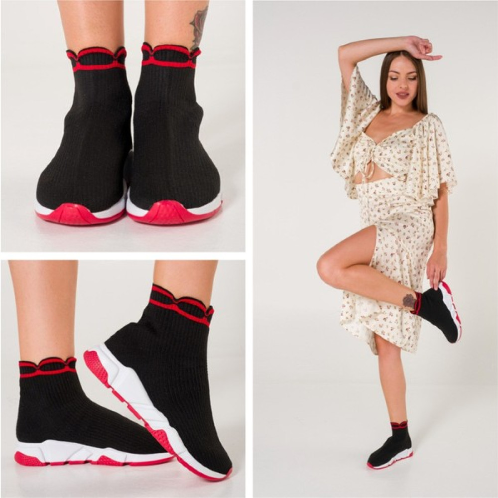 Aska Shoes Siyah Kırmızı Kadın Triko Streç Çorap Bot Sneaker Günlük Spor Ayakkabı Spor Ayakkabı Fiyatı