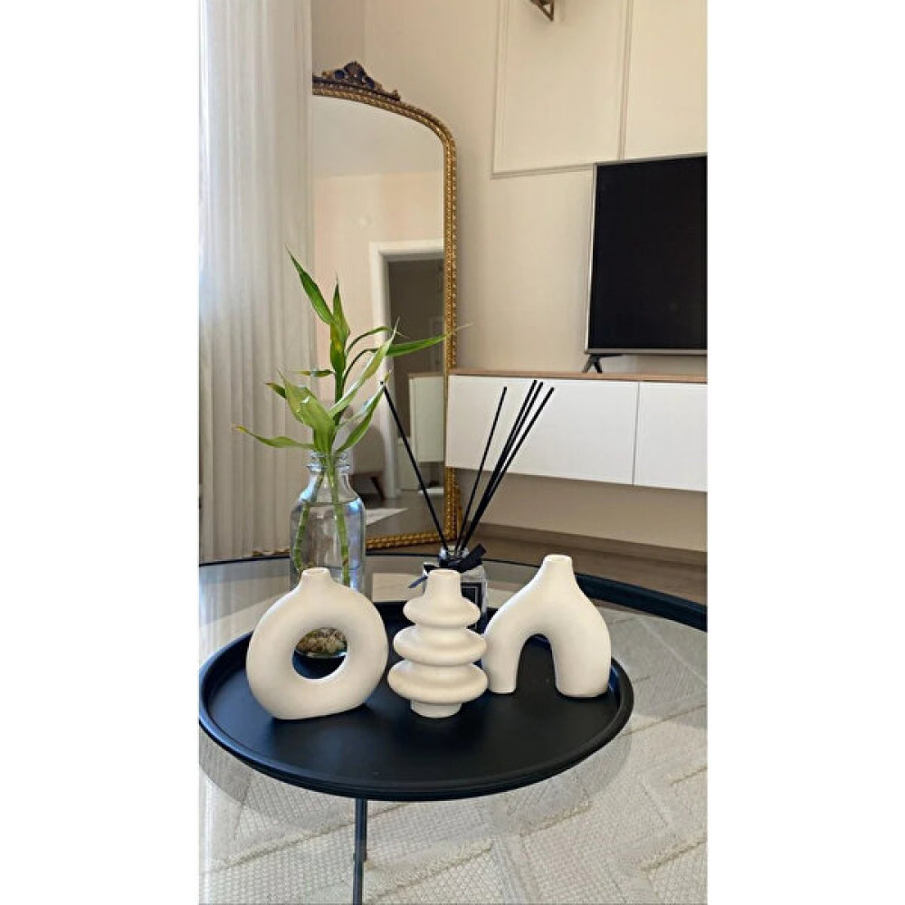 Askar Decor 10 cm Minimal Vazo Set 3'Lü Bohem Biblo Minyatür Dekoratif Vazo - Beyaz Vazo Fiyatı