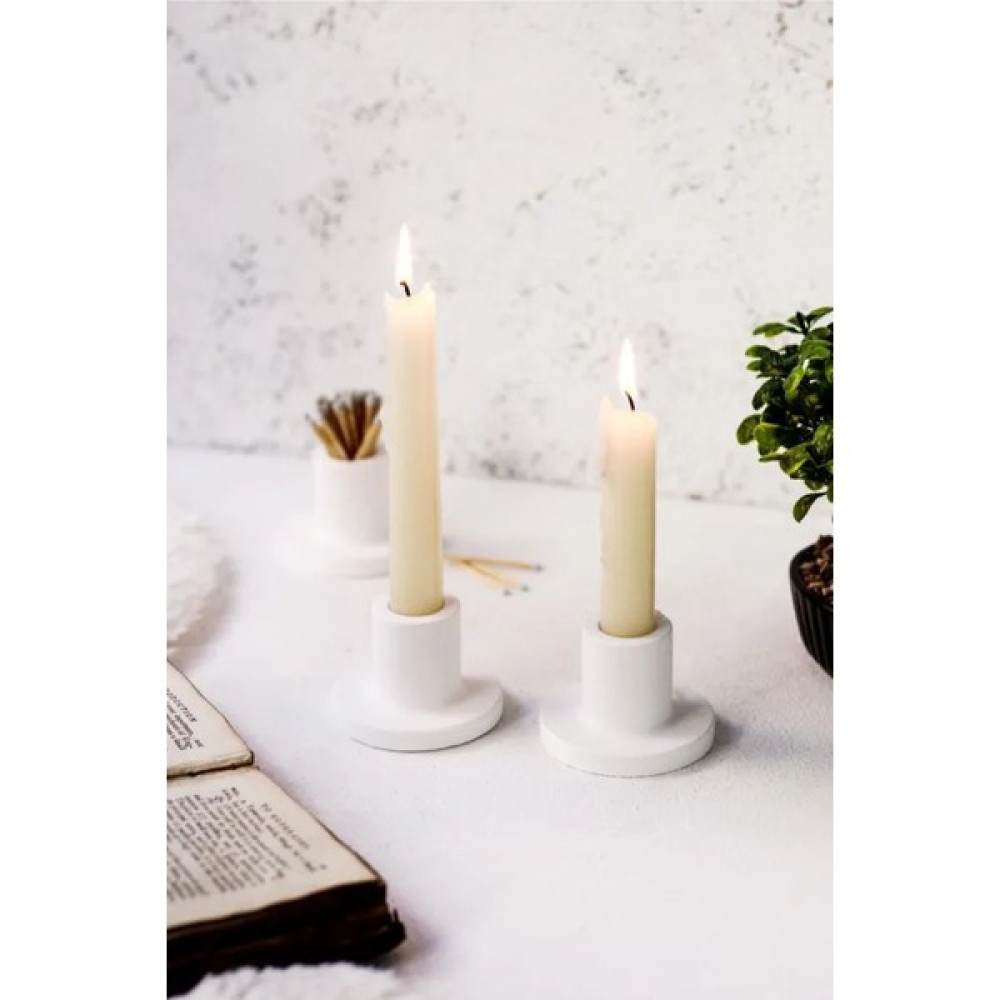 Askar Decor Askar Dekor 2li Beyaz Beton Mumluk (Mumlar Dahil Değildir) Betonmumluk Şamdan Fiyatı