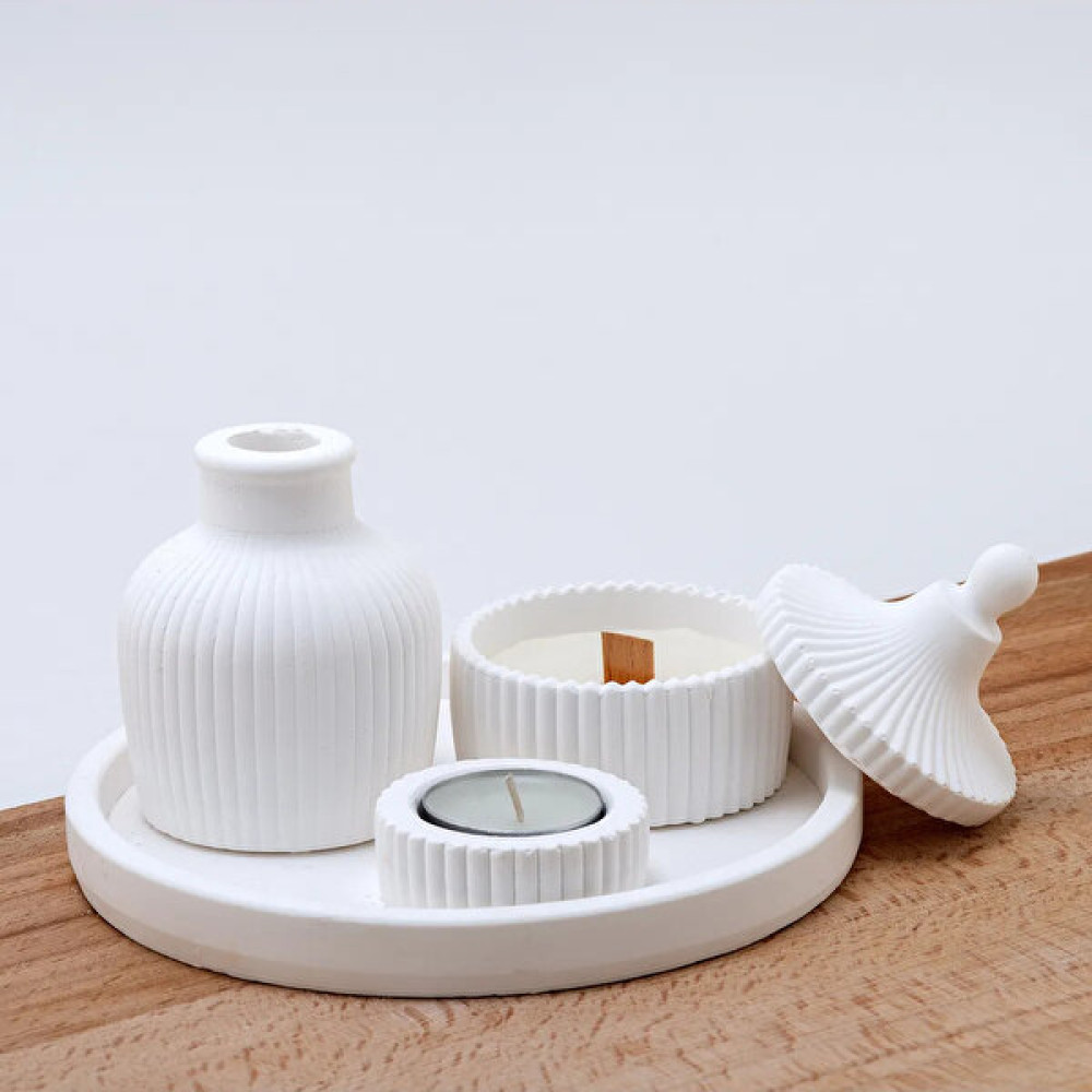Askar Decor Beyaz Vazo Oval Tepsi / Kutuda Mum Ve Tealight Mumluk Dekorasyon Seti - 1 Adet Hediyelik Eşya Fiyatı