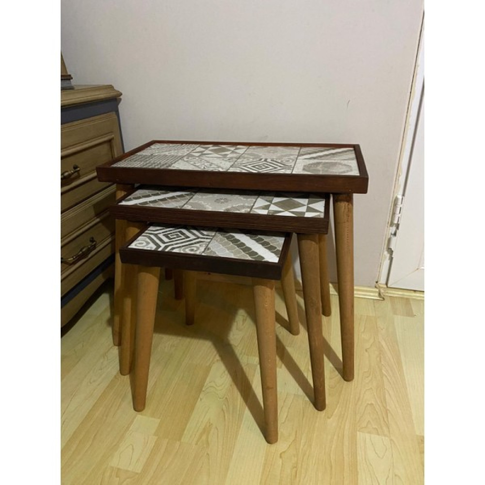 Askar Home Masif Seramik 3lü Zigon Sehpa 3lü-Takım-Zigon-Sehpa Seramik Sehba - ceviz Zigon Sehpa Fiyatı