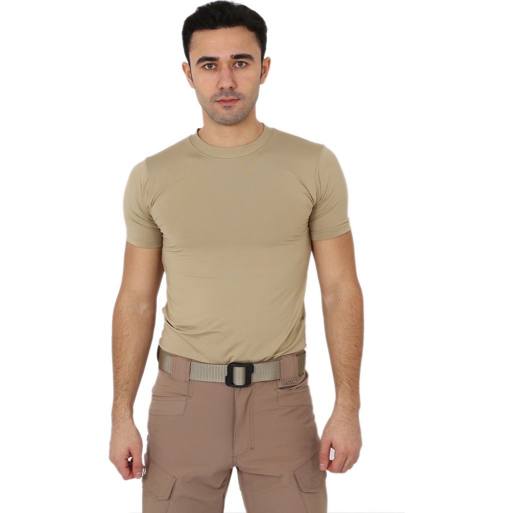 Asker Marketi Bej Kısa Kol Microfiber T-Shirt - Slim Fit Outdoor Tişört Giyim & İç Giyim Fiyatı