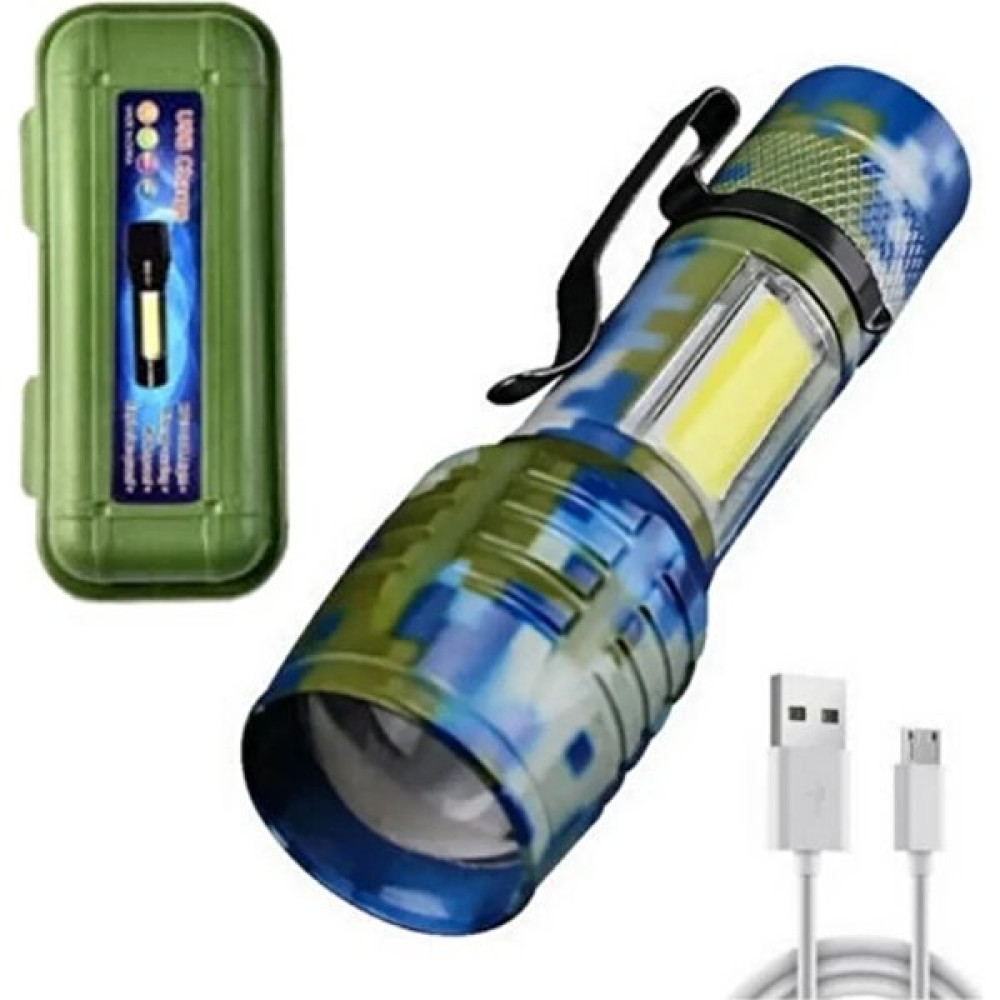 Asker Vadisi Ultra Güçlü + 5W Cob LED USB Şarjlı El Feneri Kamp Avcılık Feneri Deprem Feneri El Feneri Fiyatı