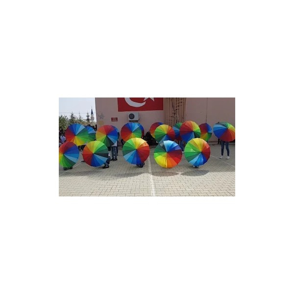 Askıcı Gökkuşağı Çocuk-Gösteri Şemsiyesi 16 Tel 80 cm Şemsiyeler Fiyatı