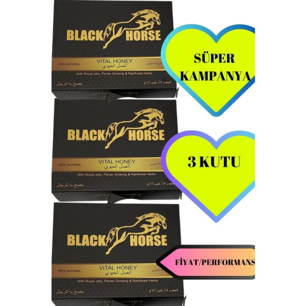 Aşkın Deposu Black Horse Vital Honey 24X10 Gram Bitkisel Performans Macun x 3 Adet - 10 gr Bal ve Reçel Fiyatı