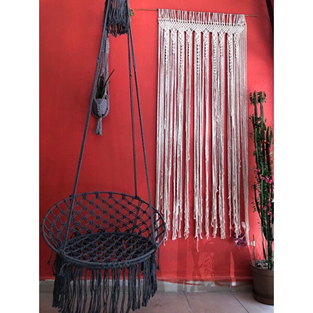 Aslan Butik Aslanbutik Gri Makrome Özel Örgü Salıncak Hamak Pamuk Ip 60 x 80 Bahçe Salıncağı Fiyatı
