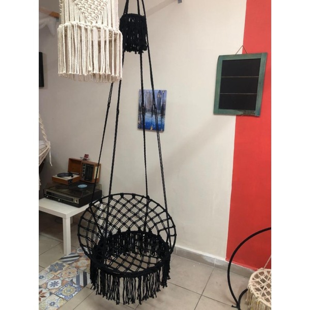 Aslan Butik Aslanbutik Makrome Siyah Özel Örgü Salıncak Hamak Pamuk Ip 60 x 80 Bahçe Salıncağı Fiyatı