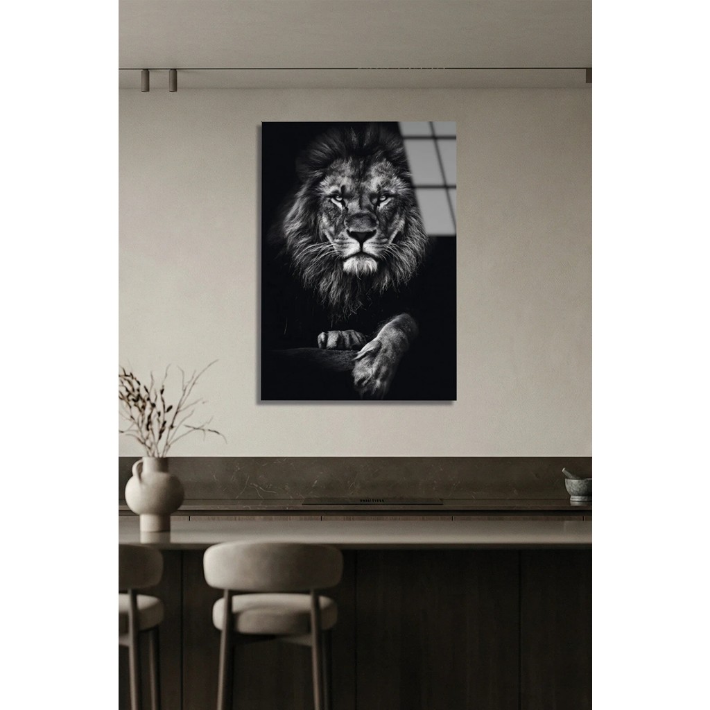 Aslan Tablo Uv Baskılı 4mm Temperli Cam Tablo, Ev Ofis Dekorasyonu - 70 x 110 - Çok Renkli Kanvas Tablo Fiyatı