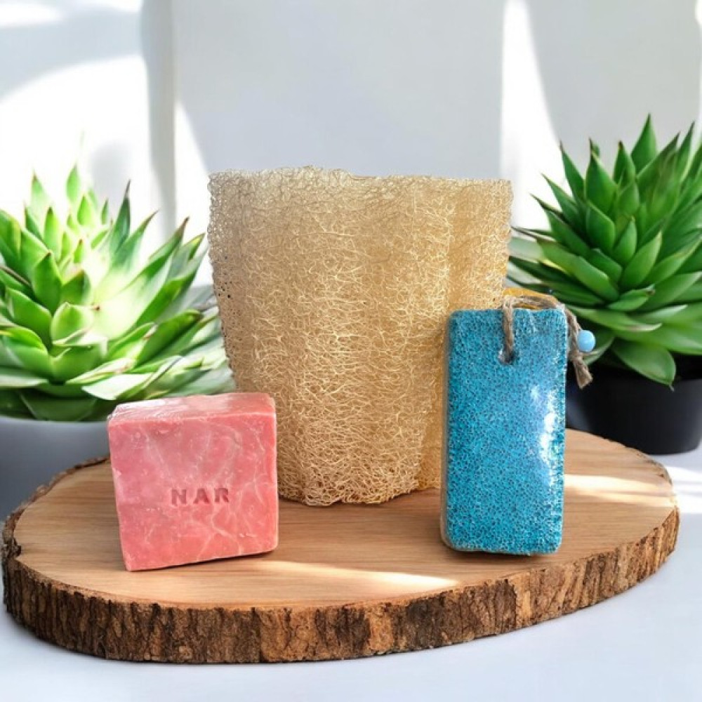 Aslancan Natural Shop 3 Lü Set Doğal Kabak Lifi,doğal Nar Sabun, Ponza Topuk Taşı,peeling Oto Boyaları Fiyatı